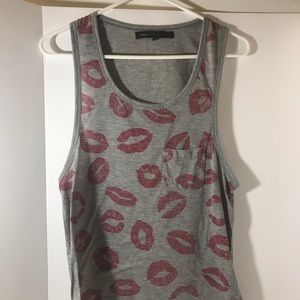 Marc by Marc Jacobs tank size large red gray lip design baddie punk grunge artsy